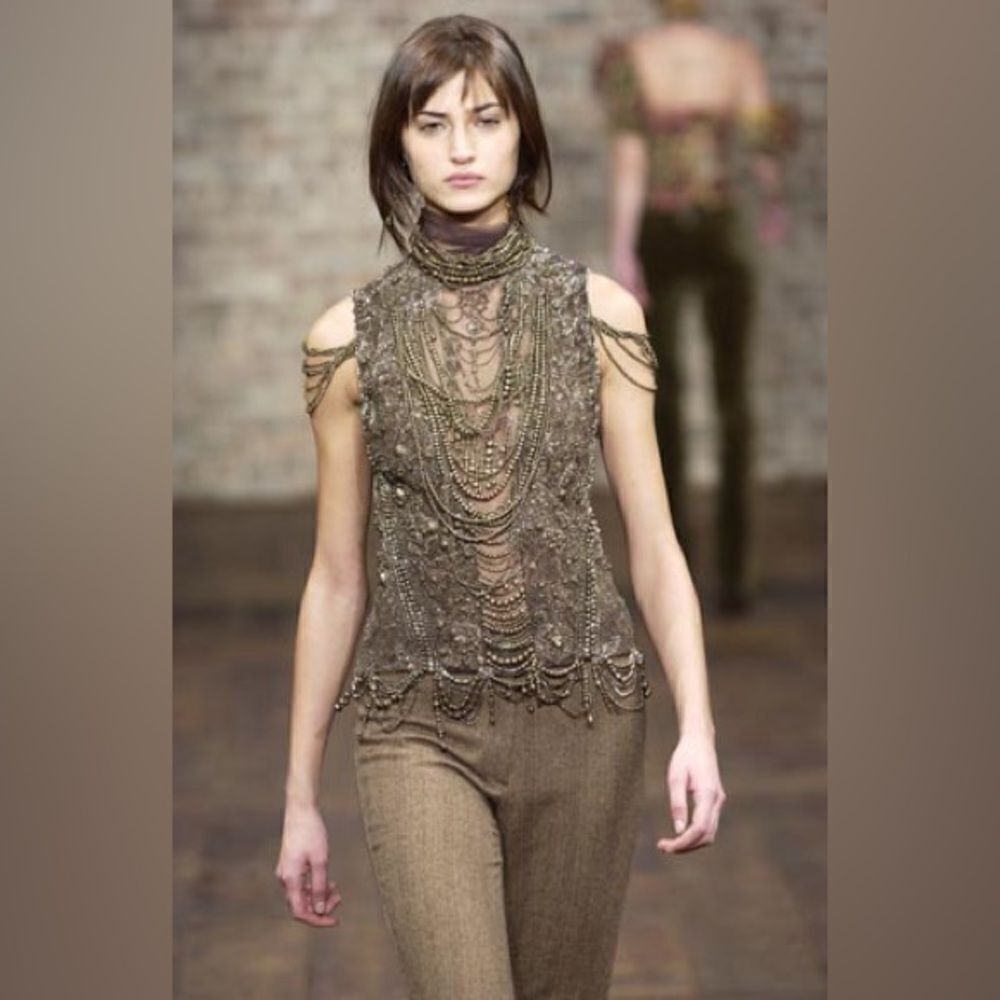 Ralph Lauren Fall ‘03 Collection Tweed Melange Cashmere Blend Ruched Trouser - Picture 15 of 15